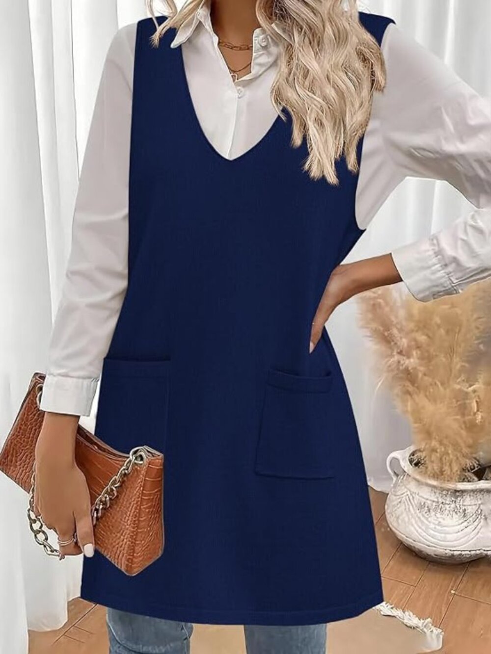 Zeagoo, Women's Sweater Vest Dress, Size XXL, Blue